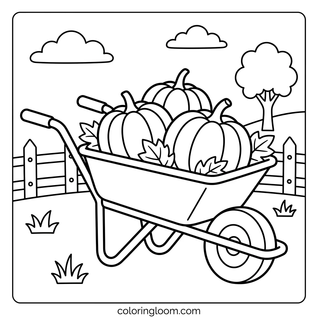 Free Pumpkin Coloring Pages Printable PDF for Kids Sheet 8