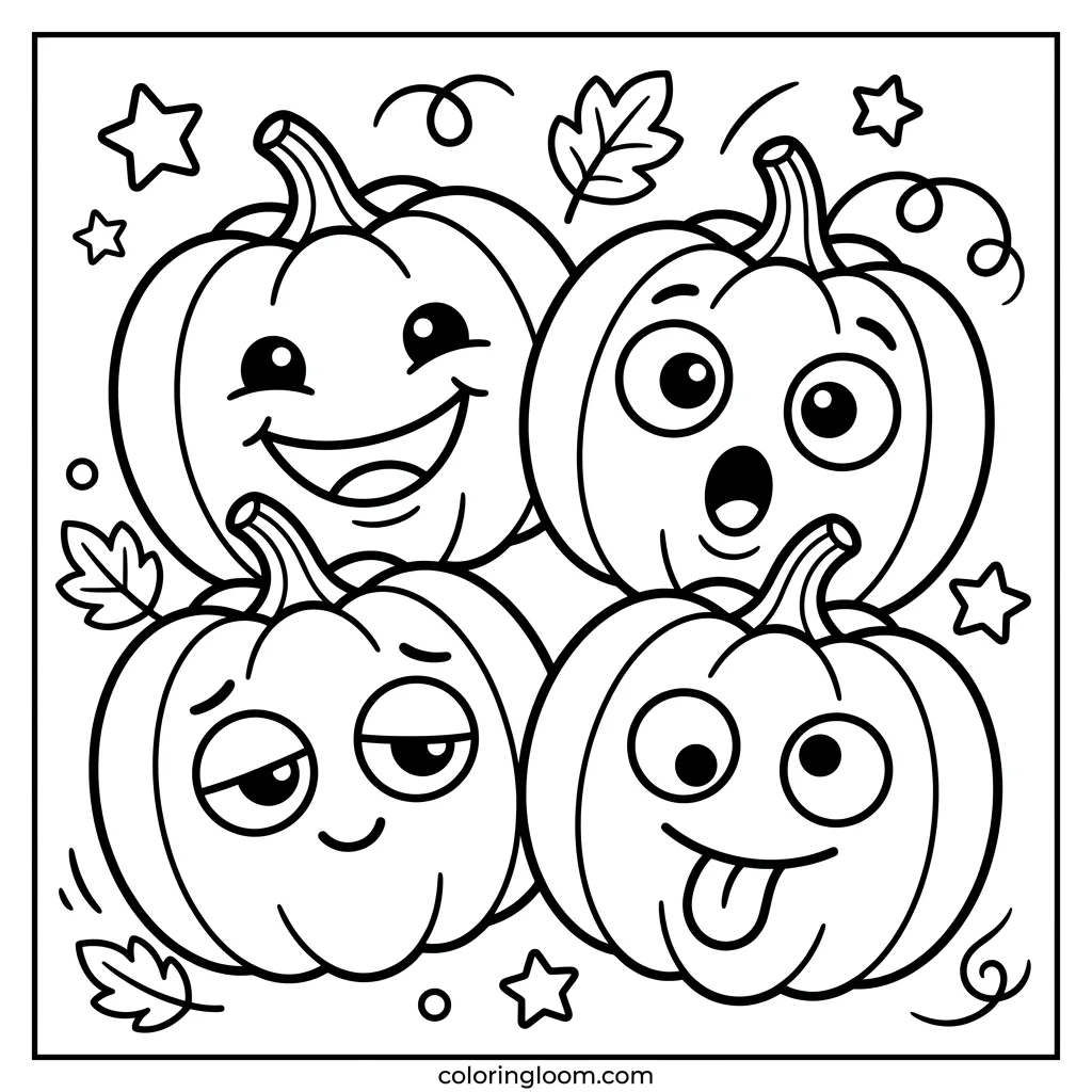 Free Pumpkin Coloring Pages Printable PDF for Kids Sheet 9