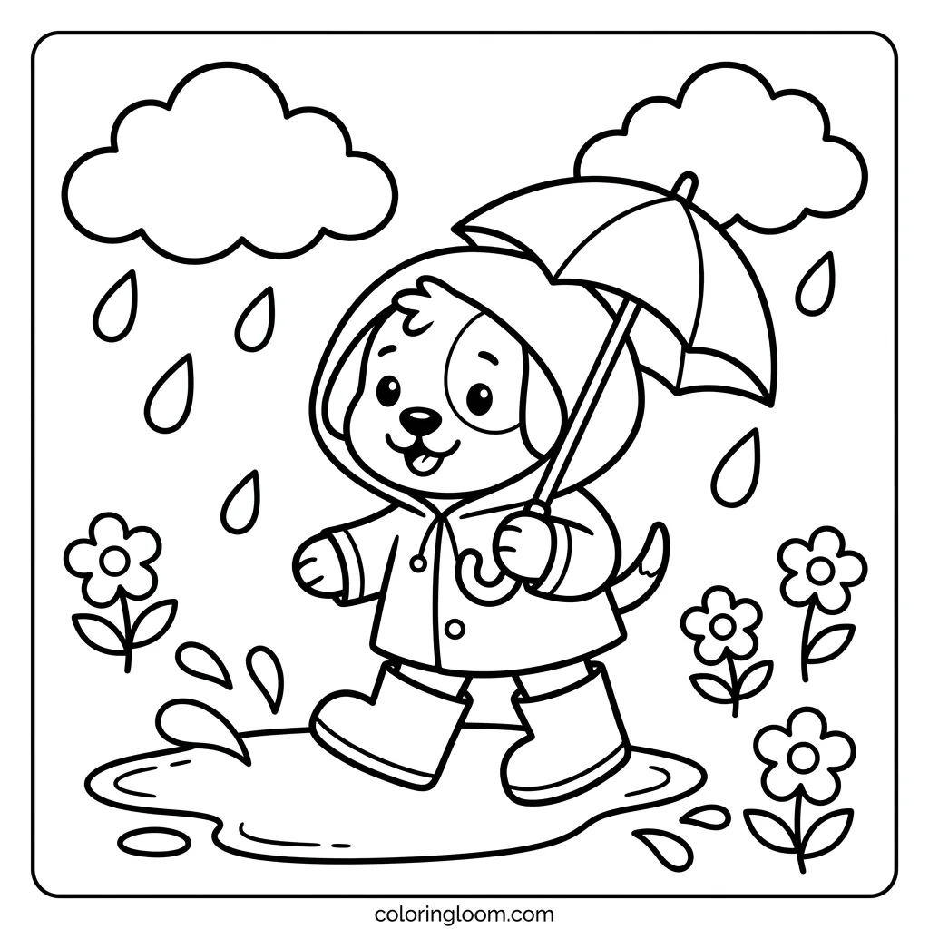 Free Rainy Day Coloring Pages Printable PDF for Kids Sheet 10