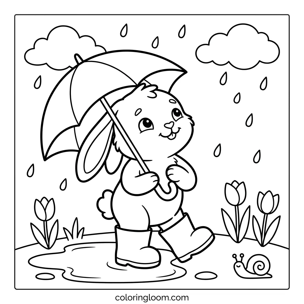 Free Rainy Day Coloring Pages Printable PDF for Kids Sheet 2