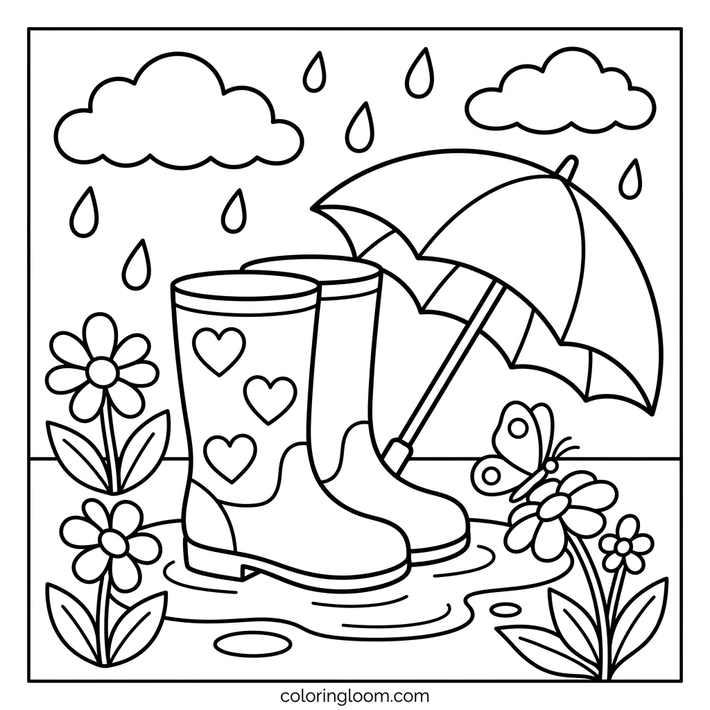 Free Rainy Day Coloring Pages Printable PDF for Kids Sheet 6