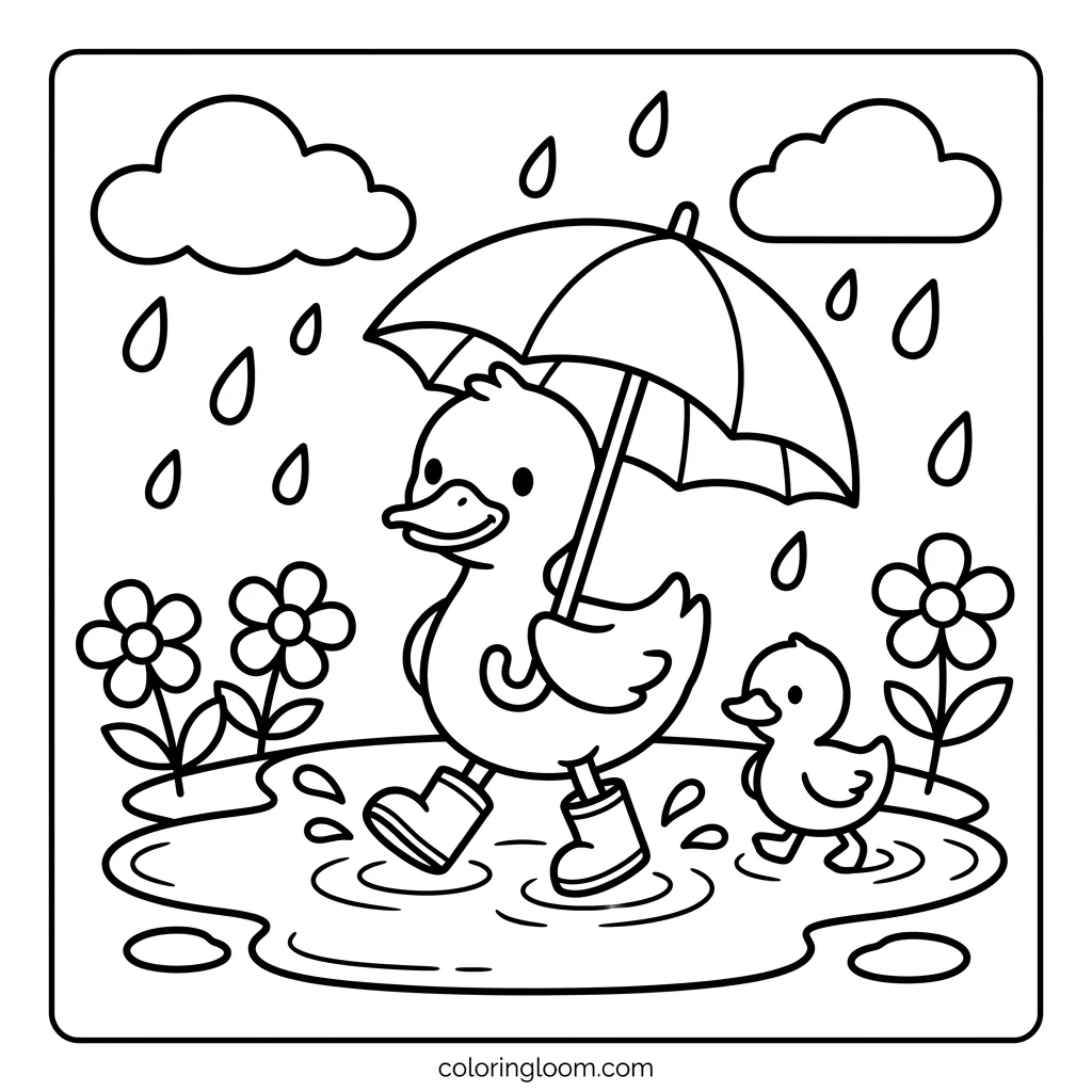 Free Rainy Day Coloring Pages Printable PDF for Kids Sheet 7