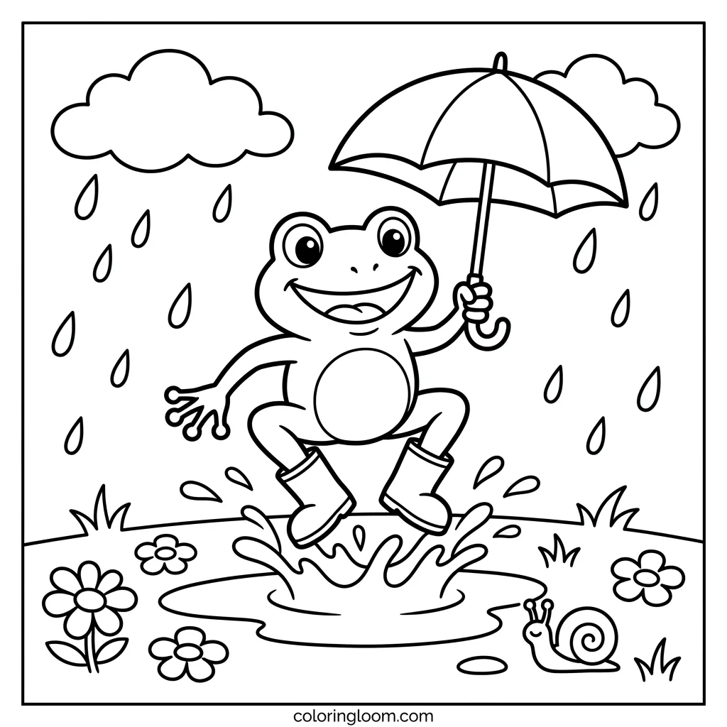Free Rainy Day Coloring Pages Printable PDF for Kids Sheet 8