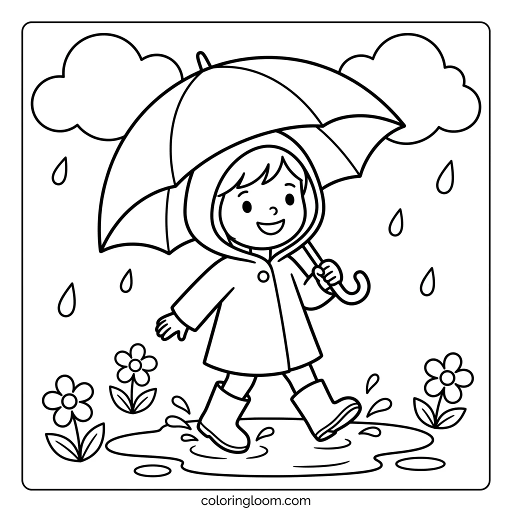 Free Rainy Day Coloring Pages Printable PDF for Kids Sheet 9