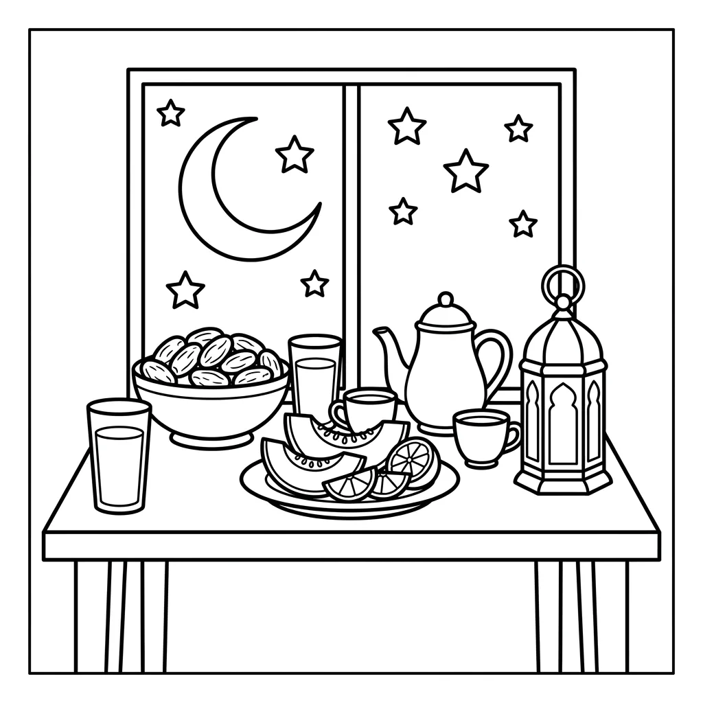 Free Printable Ramadan Coloring Pages Sheet 2