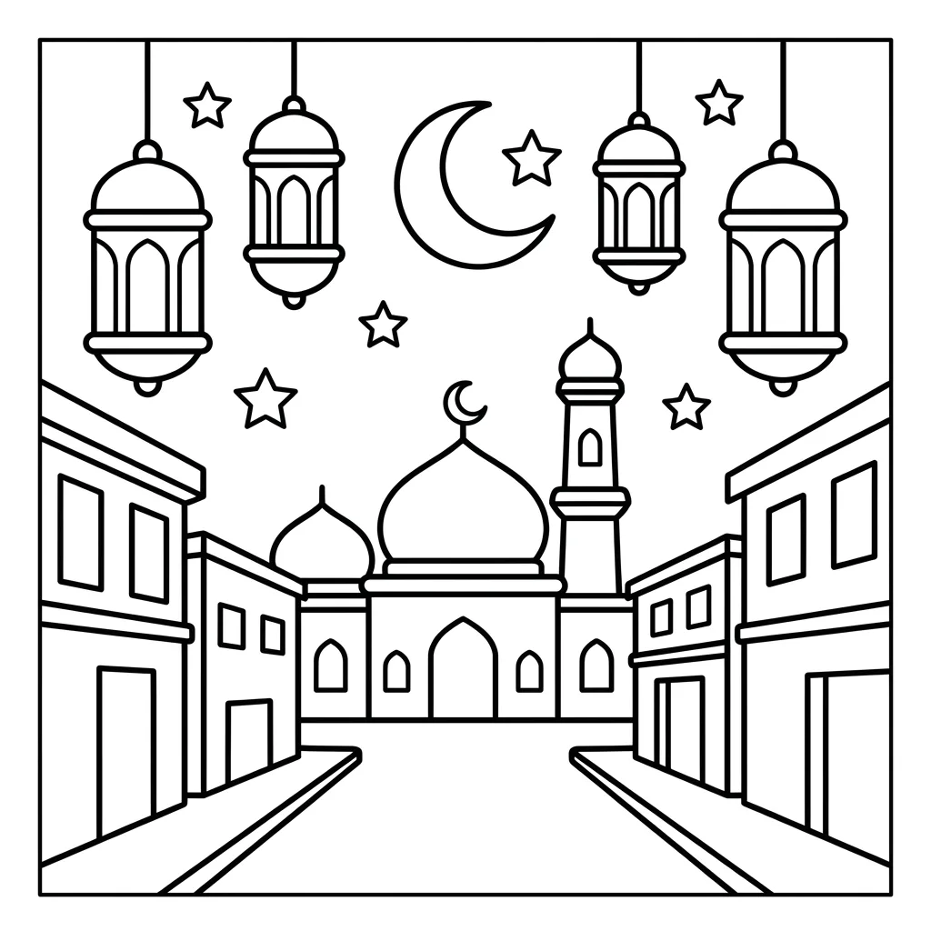 Free Printable Ramadan Coloring Pages Sheet 5