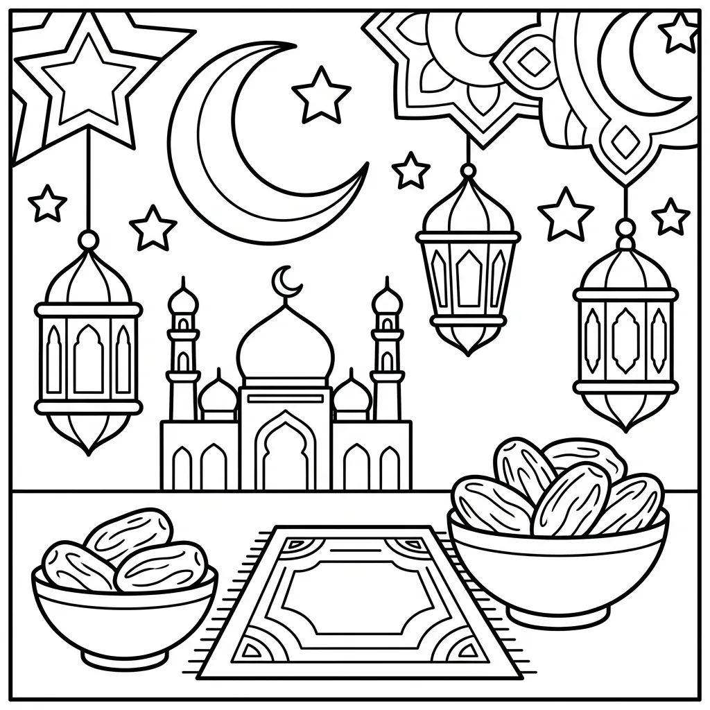 Free Printable Ramadan Coloring Pages Sheet 9