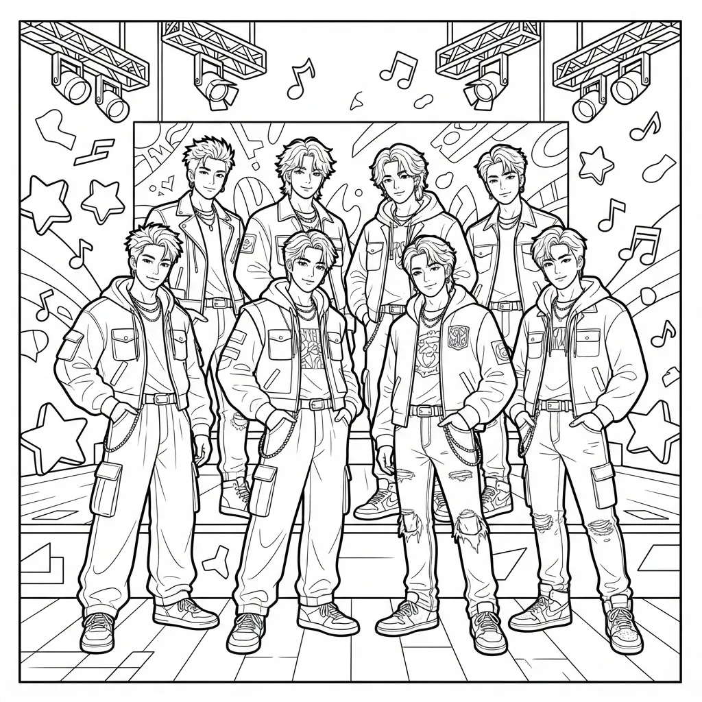 Free Printable Skz Coloring Pages Sheet 3