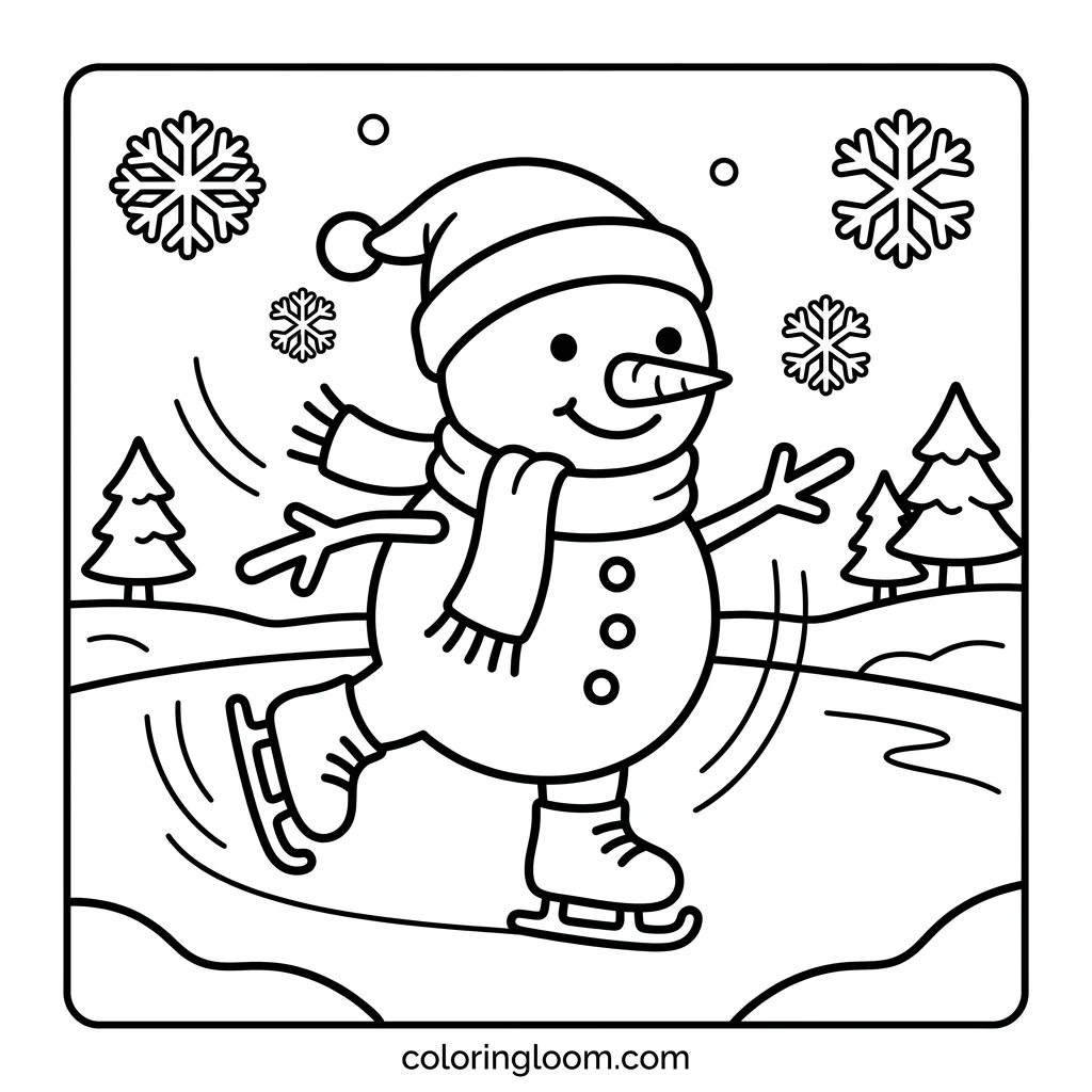 Free Snowman Coloring Pages Printable PDF for Kids Sheet 10