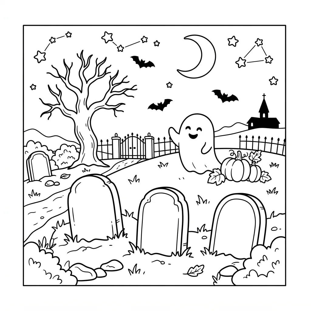 Free Printable Spooky Coloring Pages Sheet 5