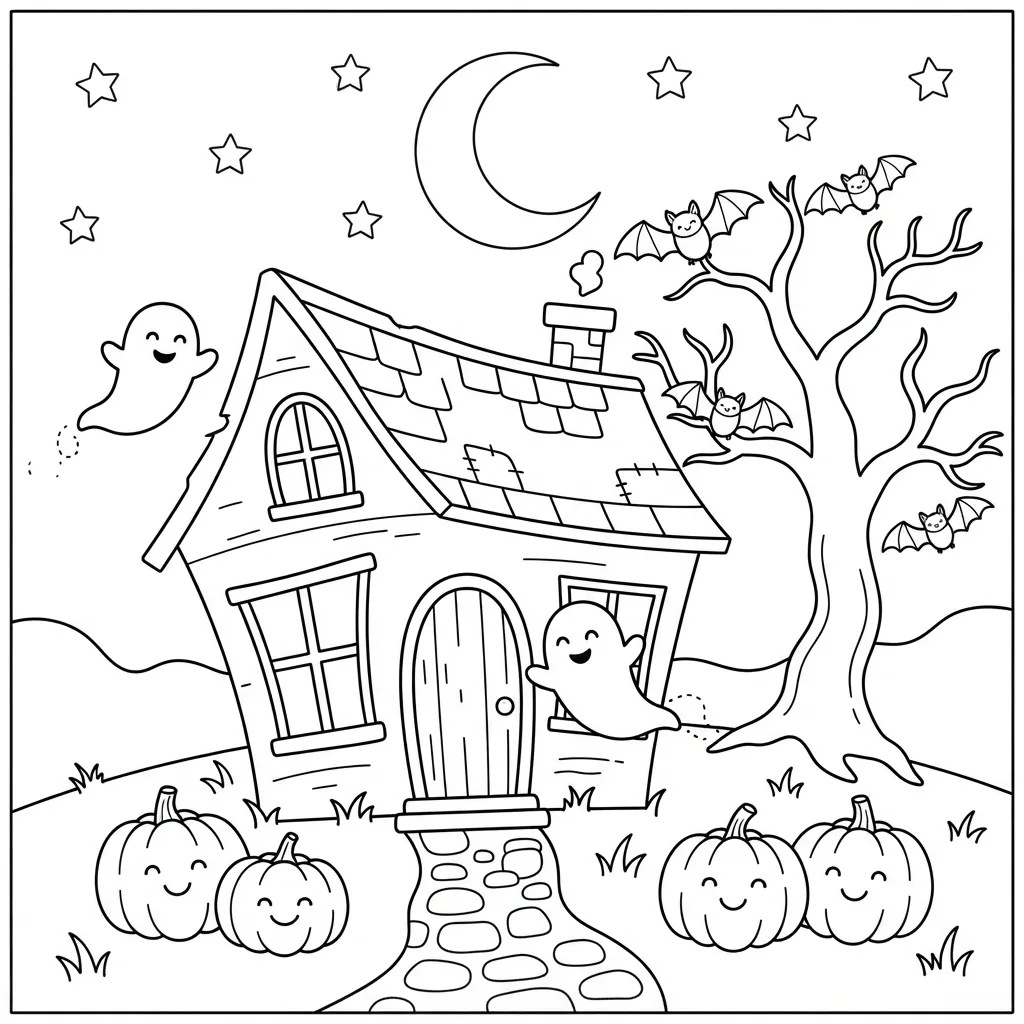 Free Printable Spooky Coloring Pages Sheet 6