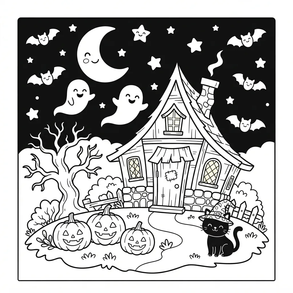 Free Printable Spooky Coloring Pages Sheet 8