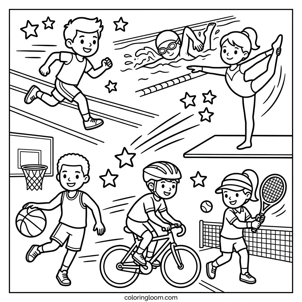 Free Summer Olympics Coloring Pages for Kids Printable PDF Sheet 4