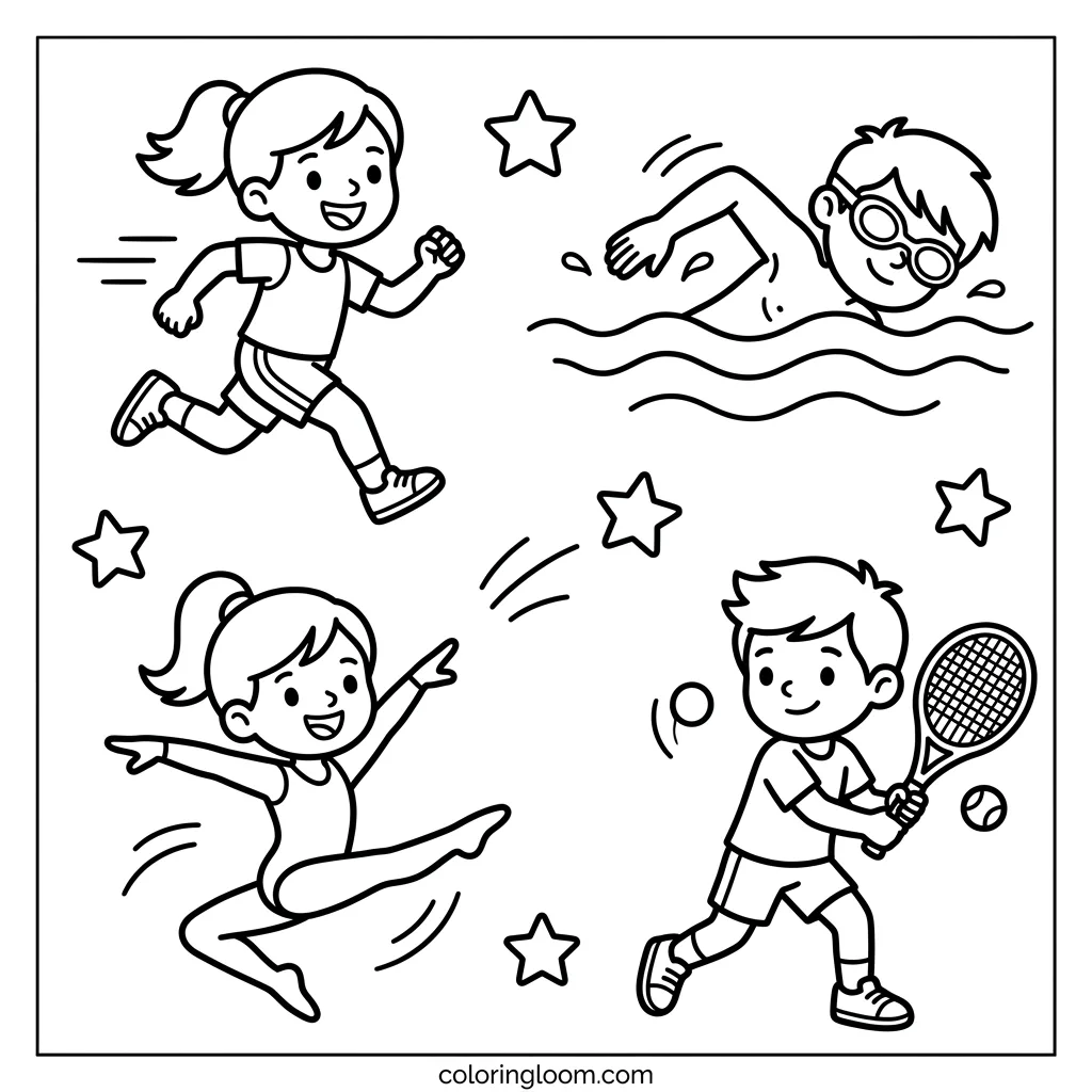 Free Summer Olympics Coloring Pages for Kids Printable PDF Sheet 8