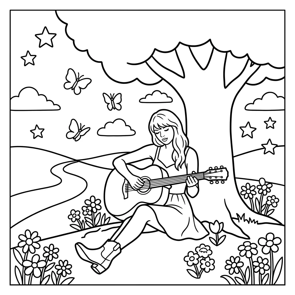 Free Printable Taylor Swift Coloring Pages Sheet 1