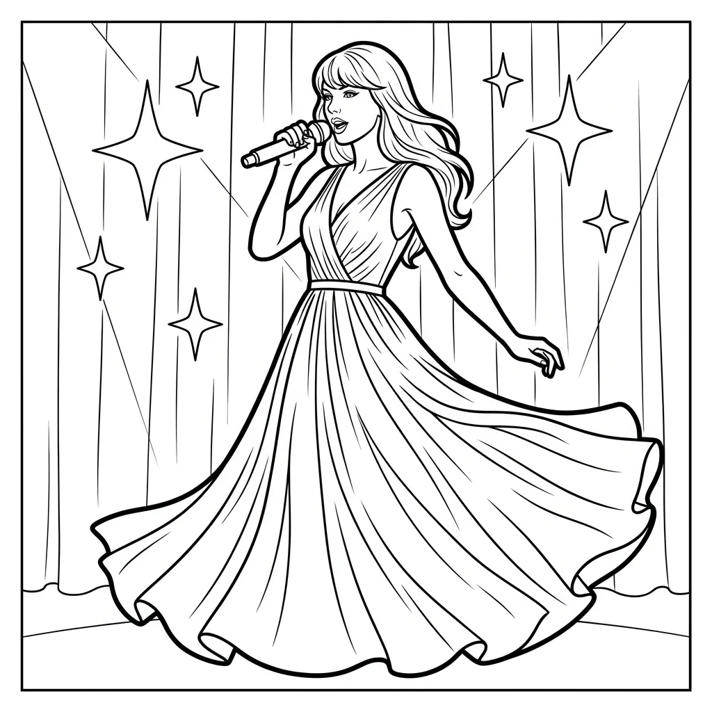 Free Printable Taylor Swift Coloring Pages Sheet 2