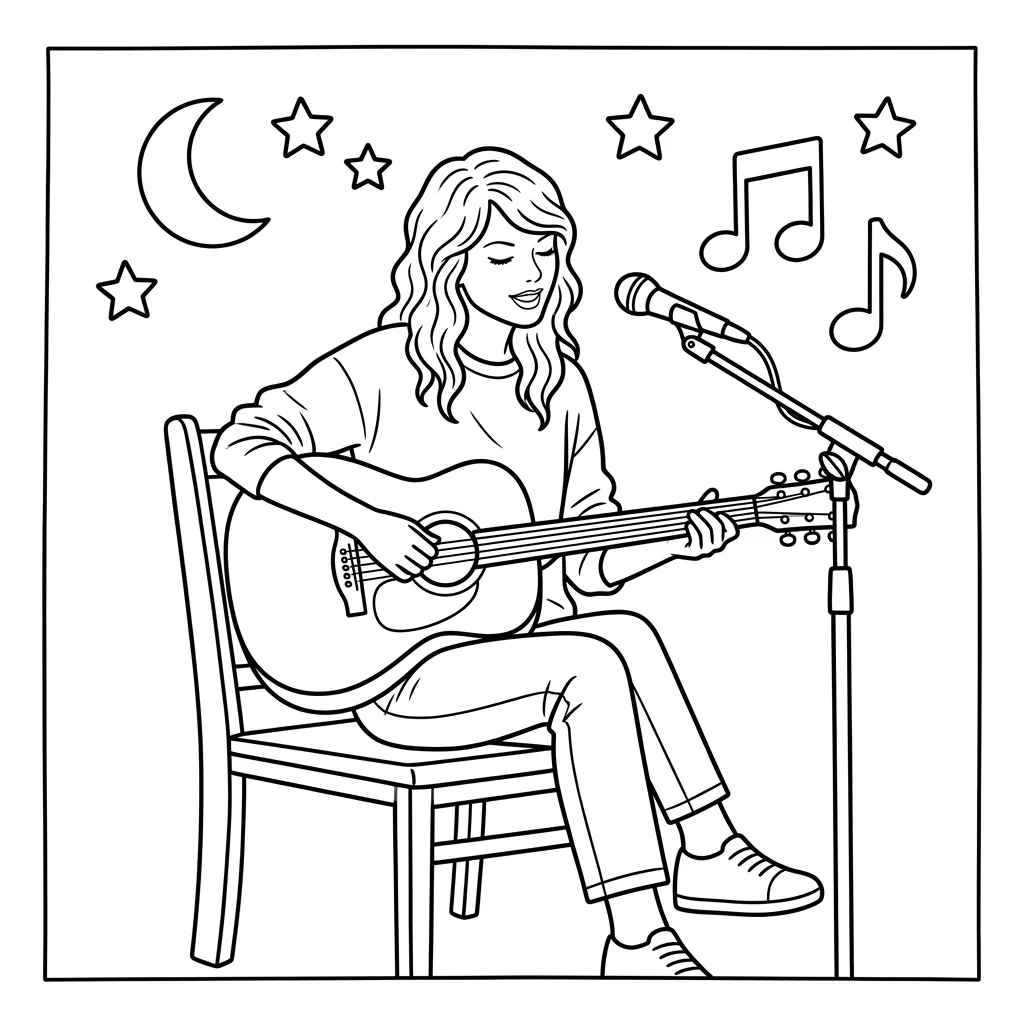 Free Printable Taylor Swift Coloring Pages Sheet 3