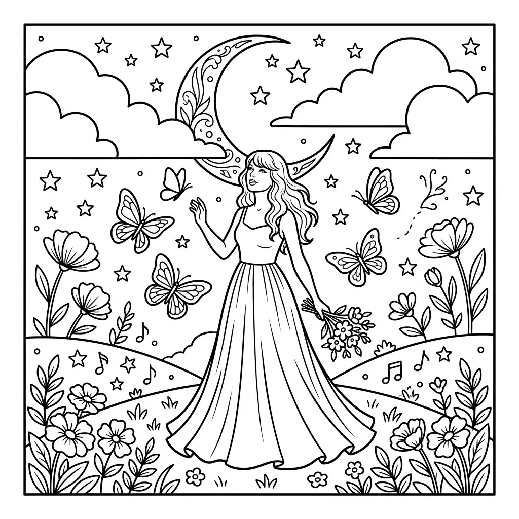 Free Printable Taylor Swift Coloring Pages Sheet 4