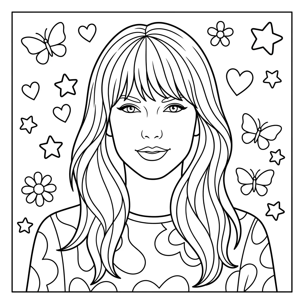 Free Printable Taylor Swift Coloring Pages Sheet 5