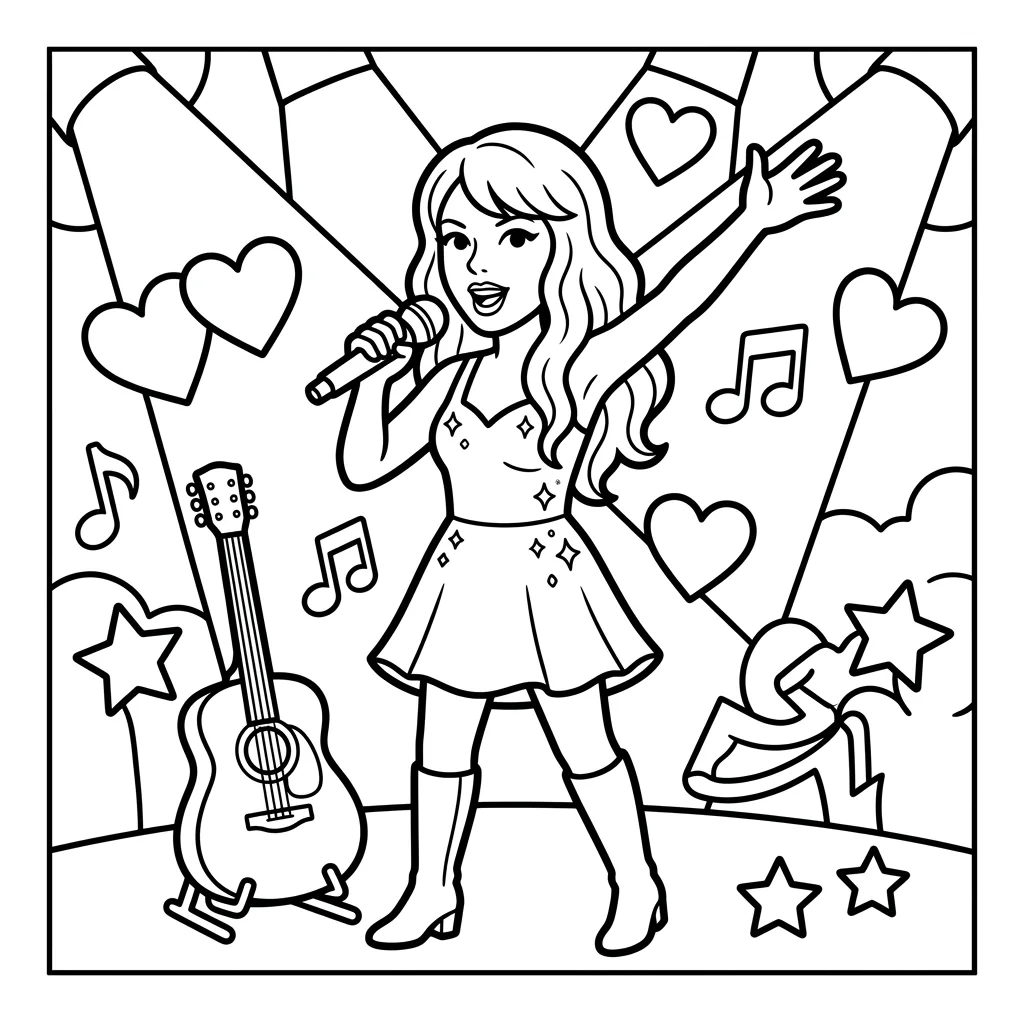 Free Printable Taylor Swift Coloring Pages Sheet 6