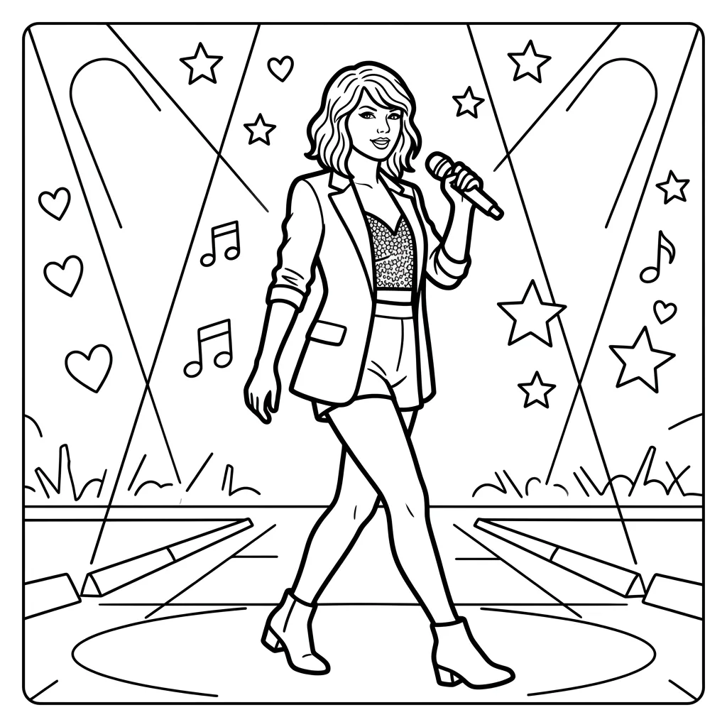 Free Printable Taylor Swift Coloring Pages Sheet 7