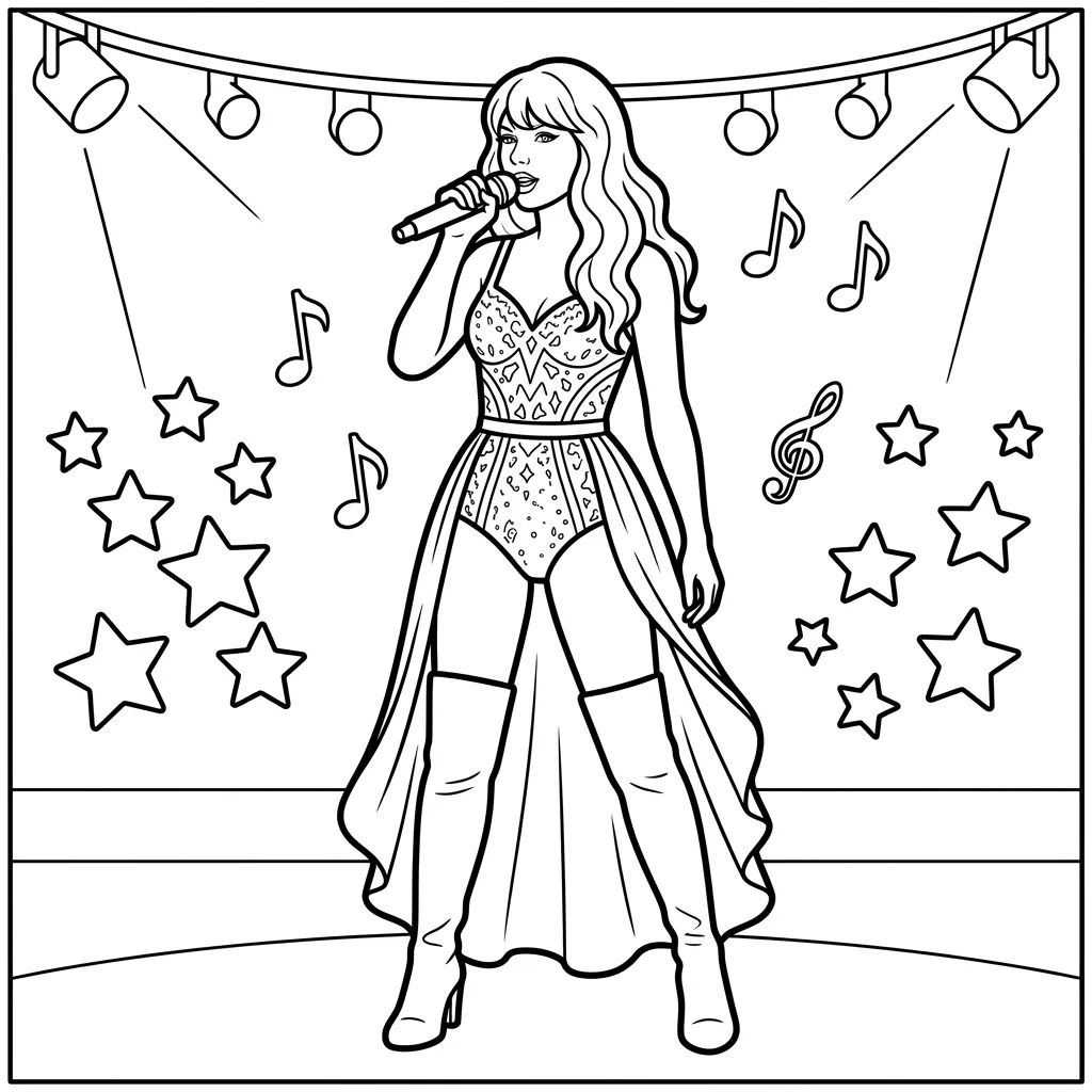 Free Printable Taylor Swift Coloring Pages Sheet 8