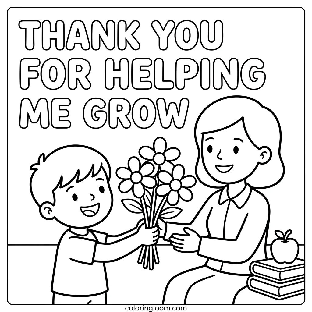 Free Teacher Appreciation Coloring Pages Printable PDF for Kids Sheet 2