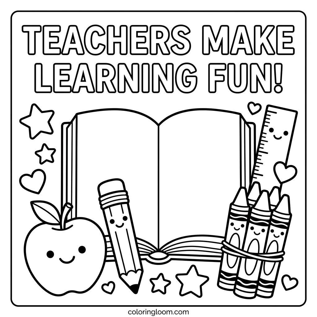 Free Teacher Appreciation Coloring Pages Printable PDF for Kids Sheet 3