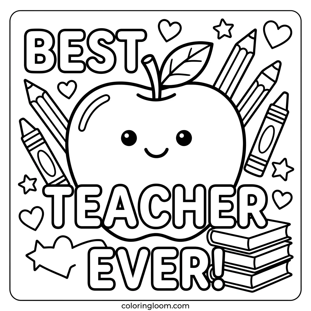Free Teacher Appreciation Coloring Pages Printable PDF for Kids Sheet 4