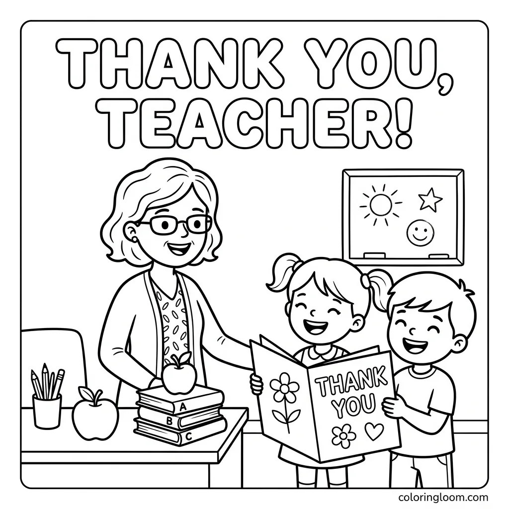 Free Teacher Appreciation Coloring Pages Printable PDF for Kids Sheet 5