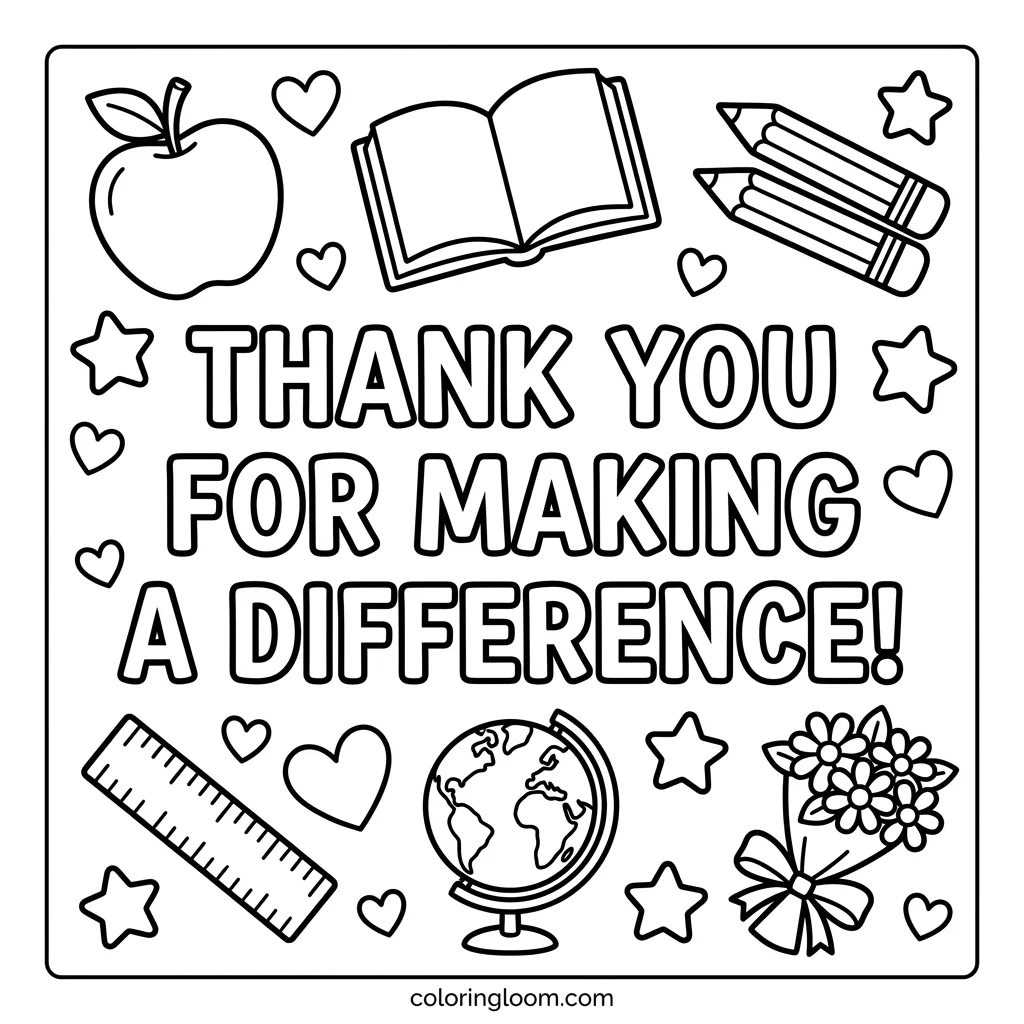 Free Teacher Appreciation Coloring Pages Printable PDF for Kids Sheet 8