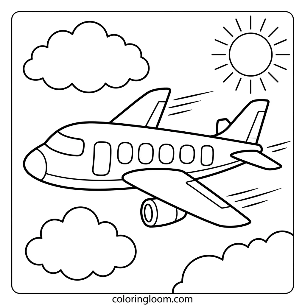 Free Transportation Coloring Pages Printable PDF for Kids Sheet 1