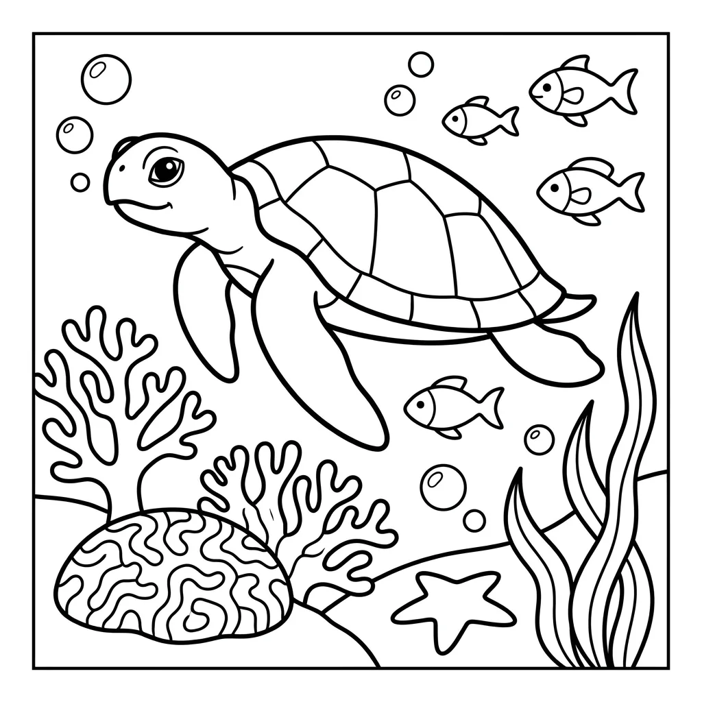 Free Printable Turtle Coloring Pages Sheet 1