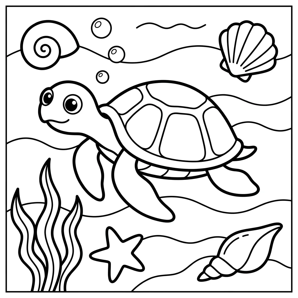 Free Printable Turtle Coloring Pages Sheet 2