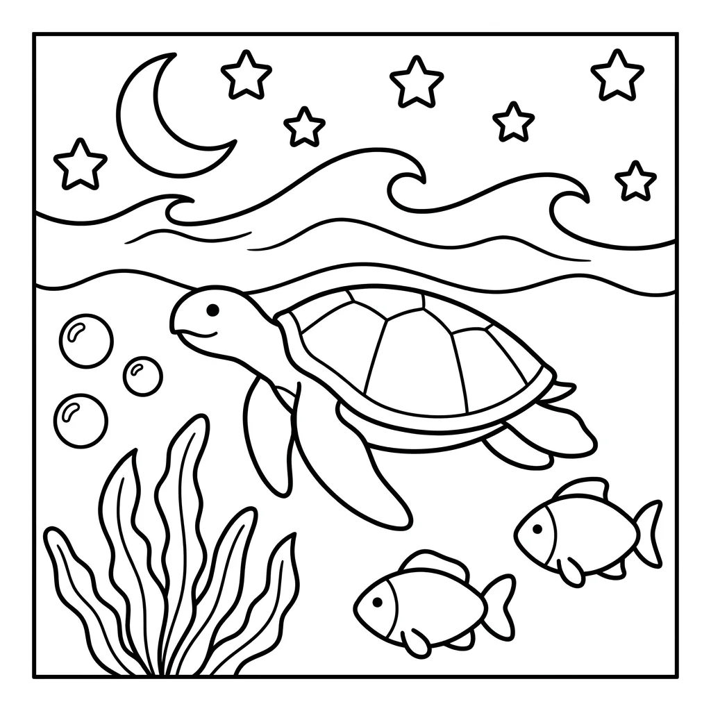 Free Printable Turtle Coloring Pages Sheet 3