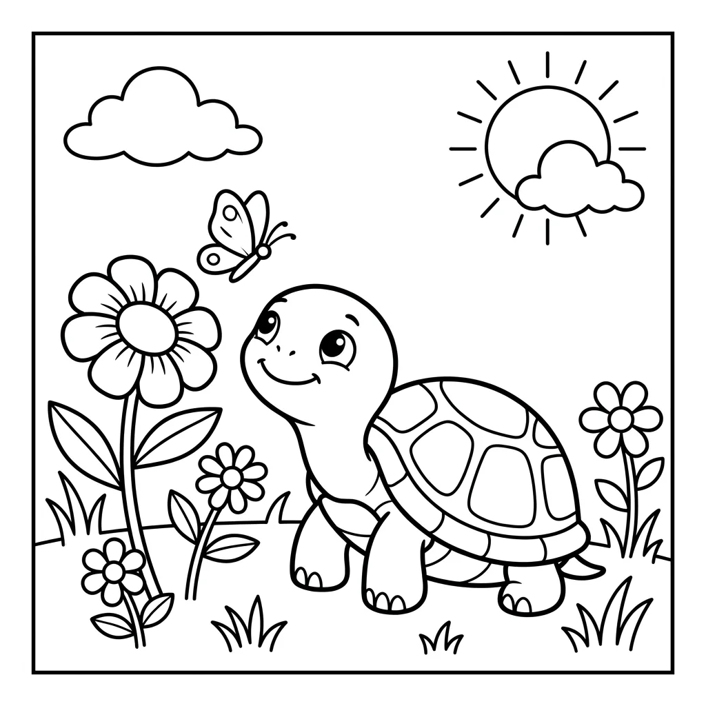 Free Printable Turtle Coloring Pages Sheet 4
