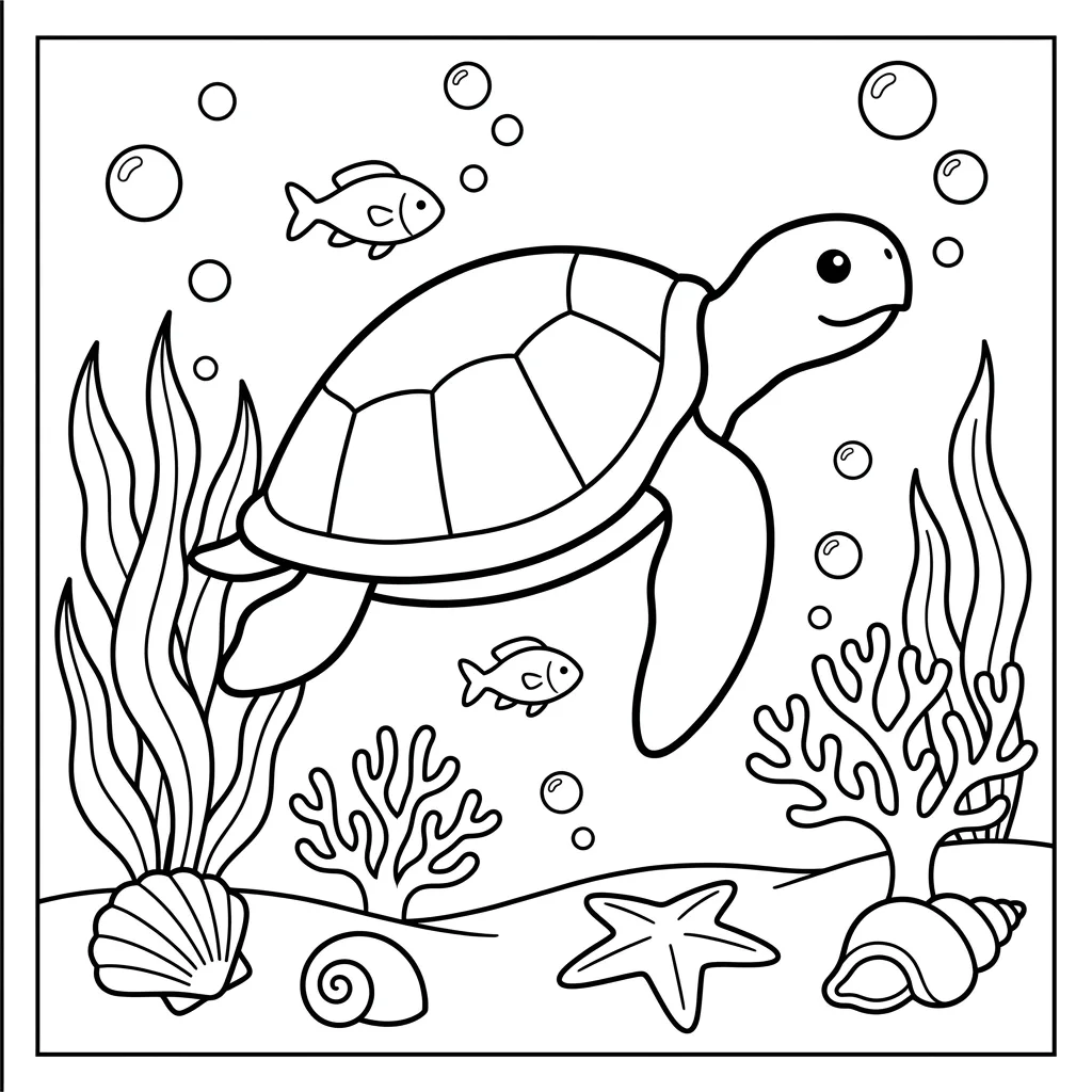 Free Printable Turtle Coloring Pages Sheet 6