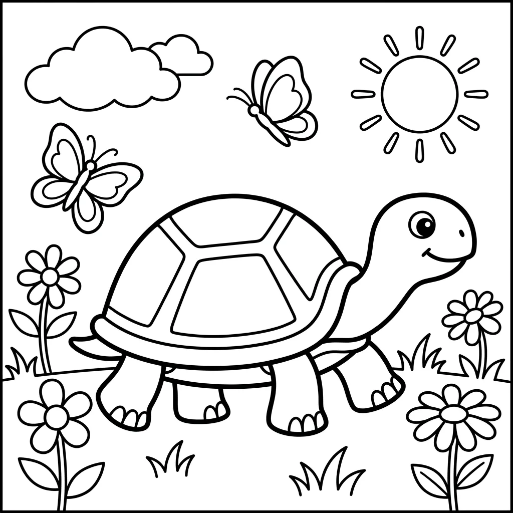 Free Printable Turtle Coloring Pages Sheet 8