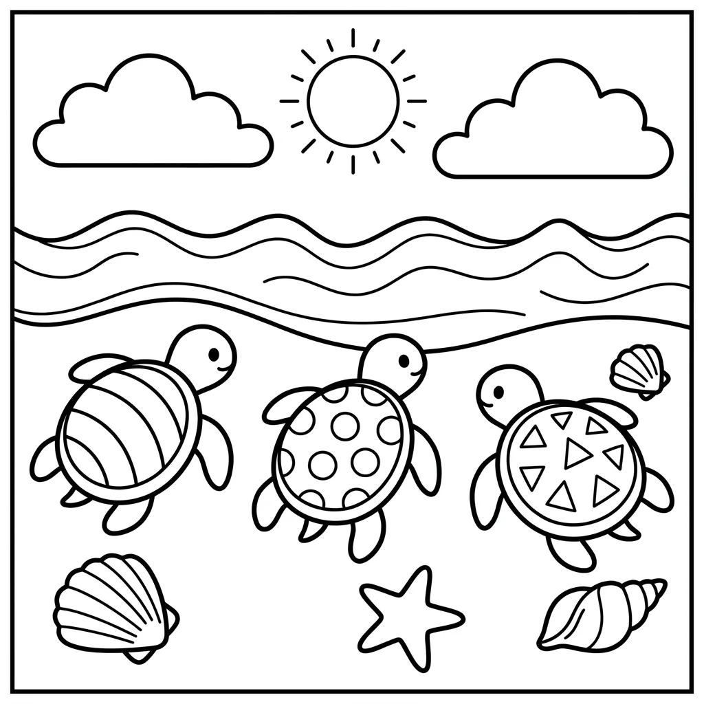 Free Printable Turtle Coloring Pages Sheet 9