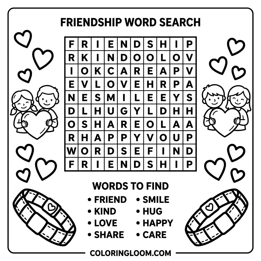 Free Valentine Coloring Cards Printable PDF for Kids Sheet 4