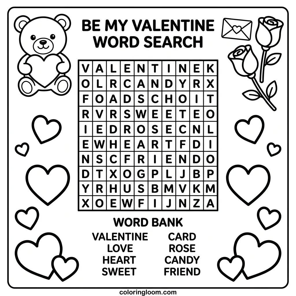 Free Valentine’s Day Color By Number Printable PDF Sheet 3