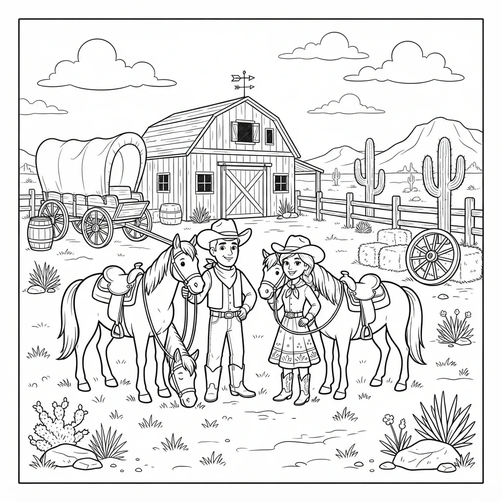 Free Printable Western Coloring Pages Sheet 1