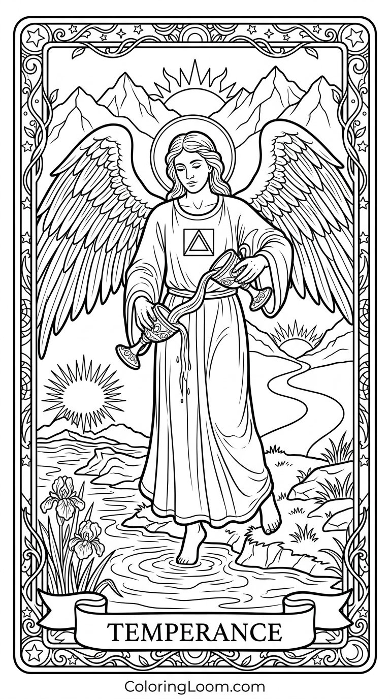 Free Printable Tarot Card Coloring Pages Sheet 1