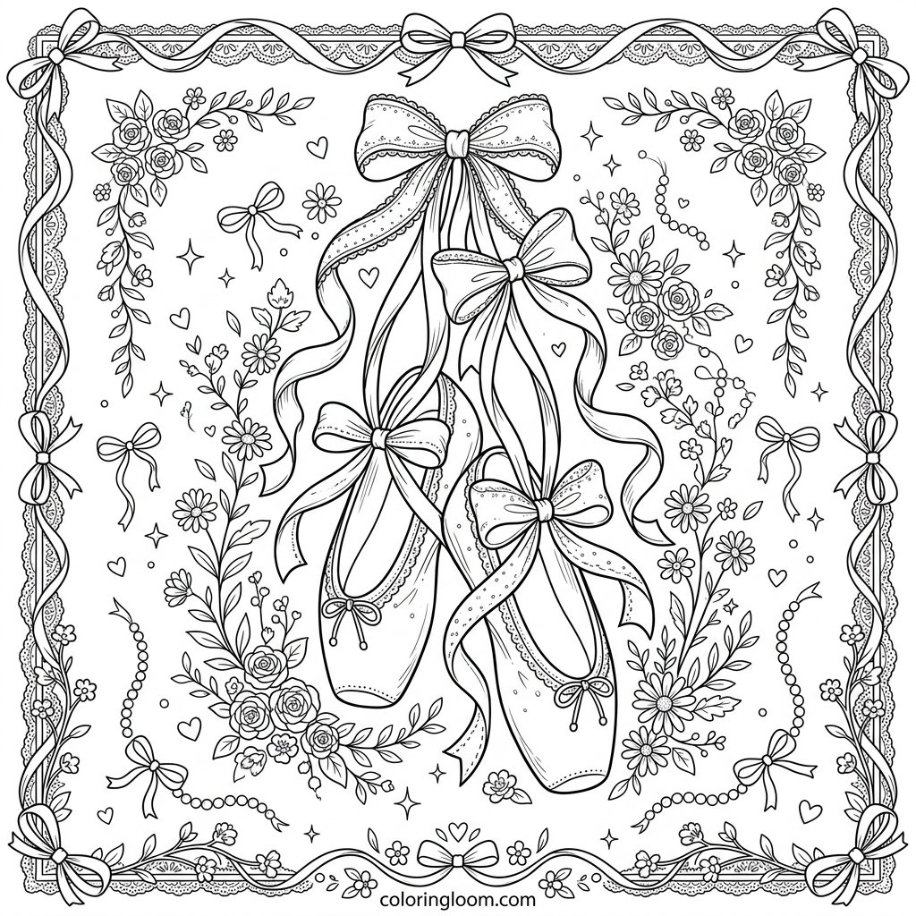 Free Printable Coquette Aesthetic Coloring Pages Sheet 1