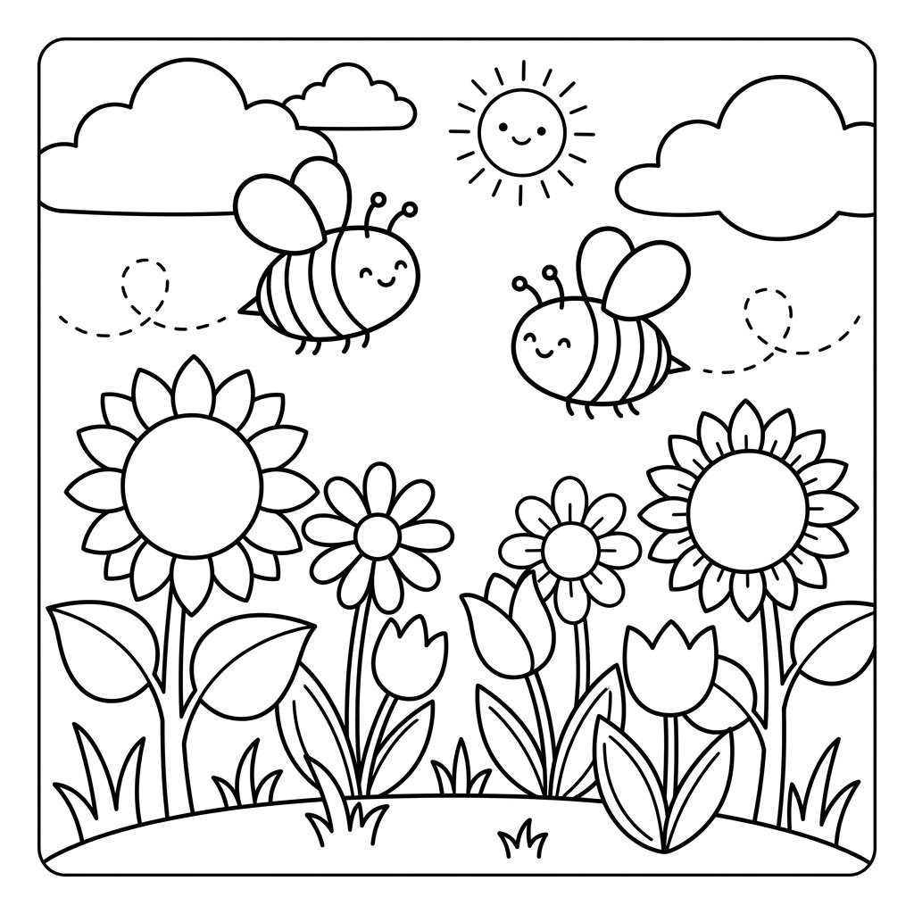 Free Printable Bee Coloring Pages Sheet 7