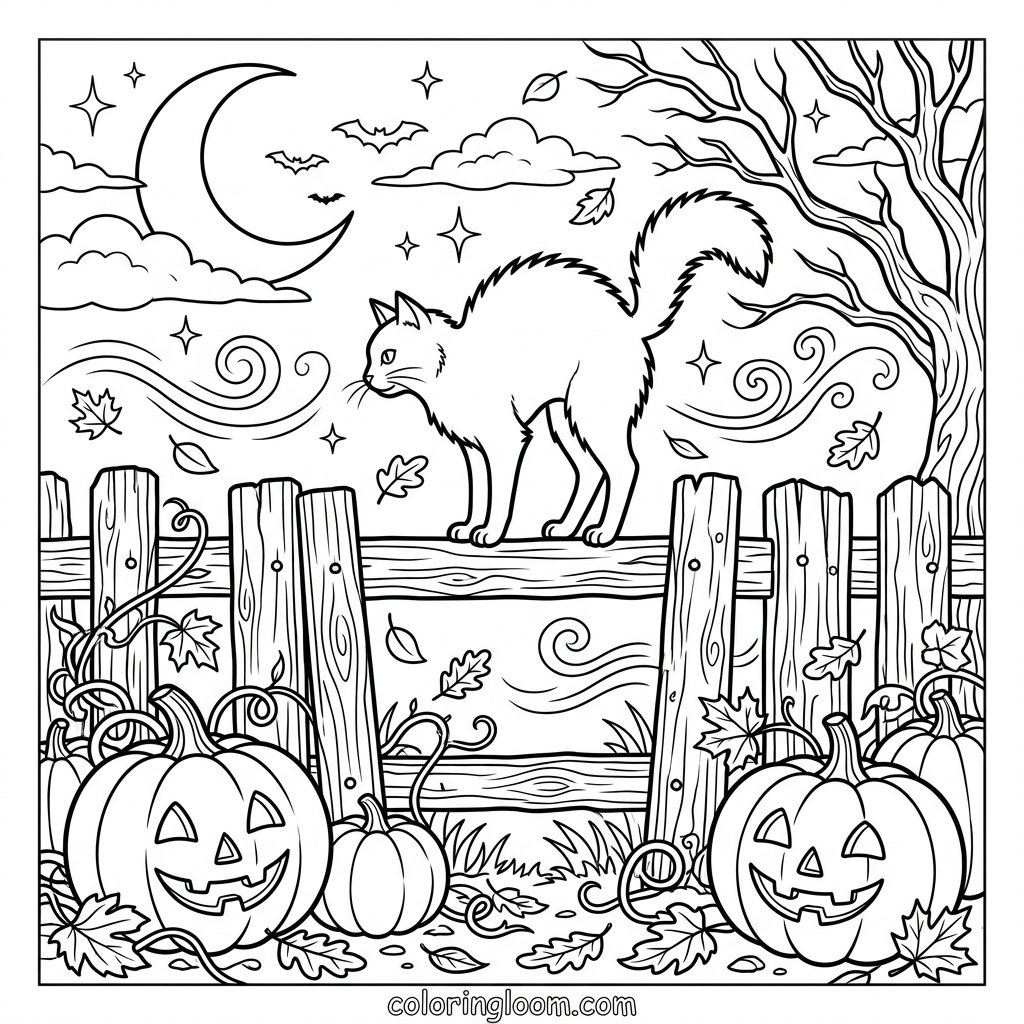 Free Printable October Coloring Pages Sheet 1