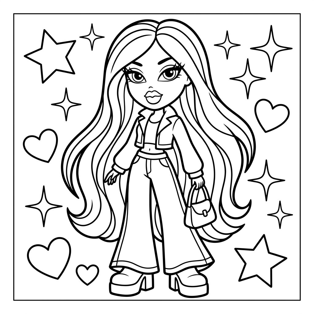 Free Printable Bratz Doll Coloring Pages Sheet 1