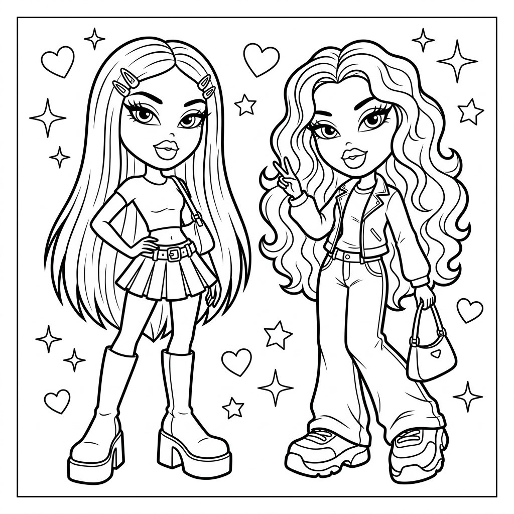 Free Printable Bratz Doll Coloring Pages Sheet 5