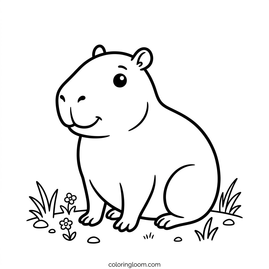 Free Printable Capybara Coloring Pages Sheet 4