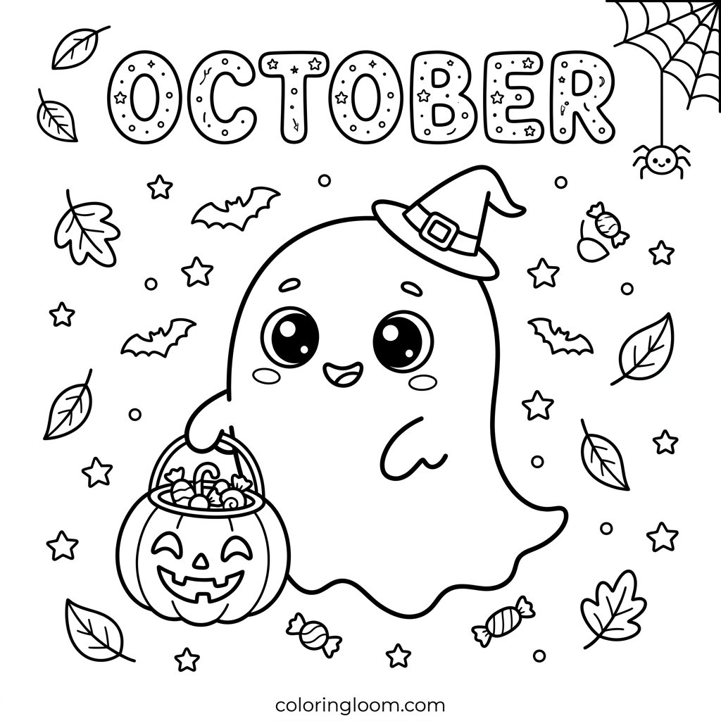 Free Printable October Coloring Pages Sheet 2